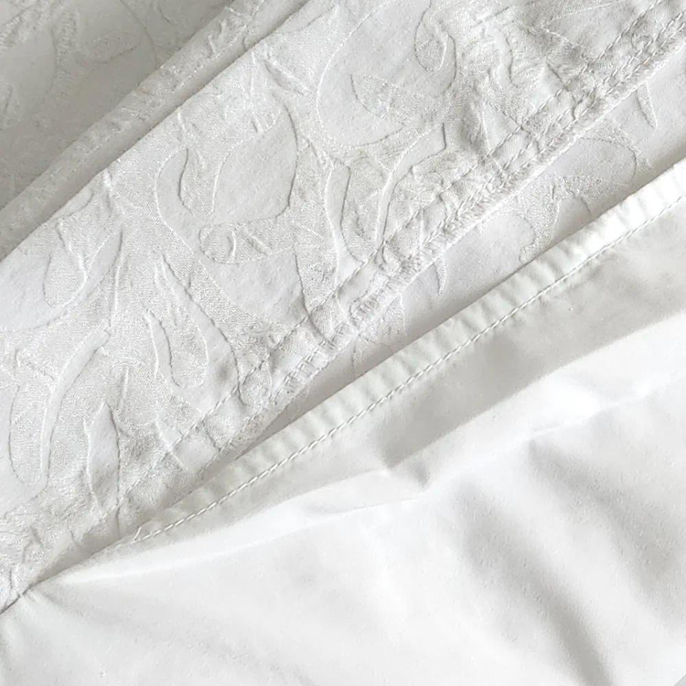 Hampton Hotel Quality White Queen Size Duvet Cover Classic Jacquard